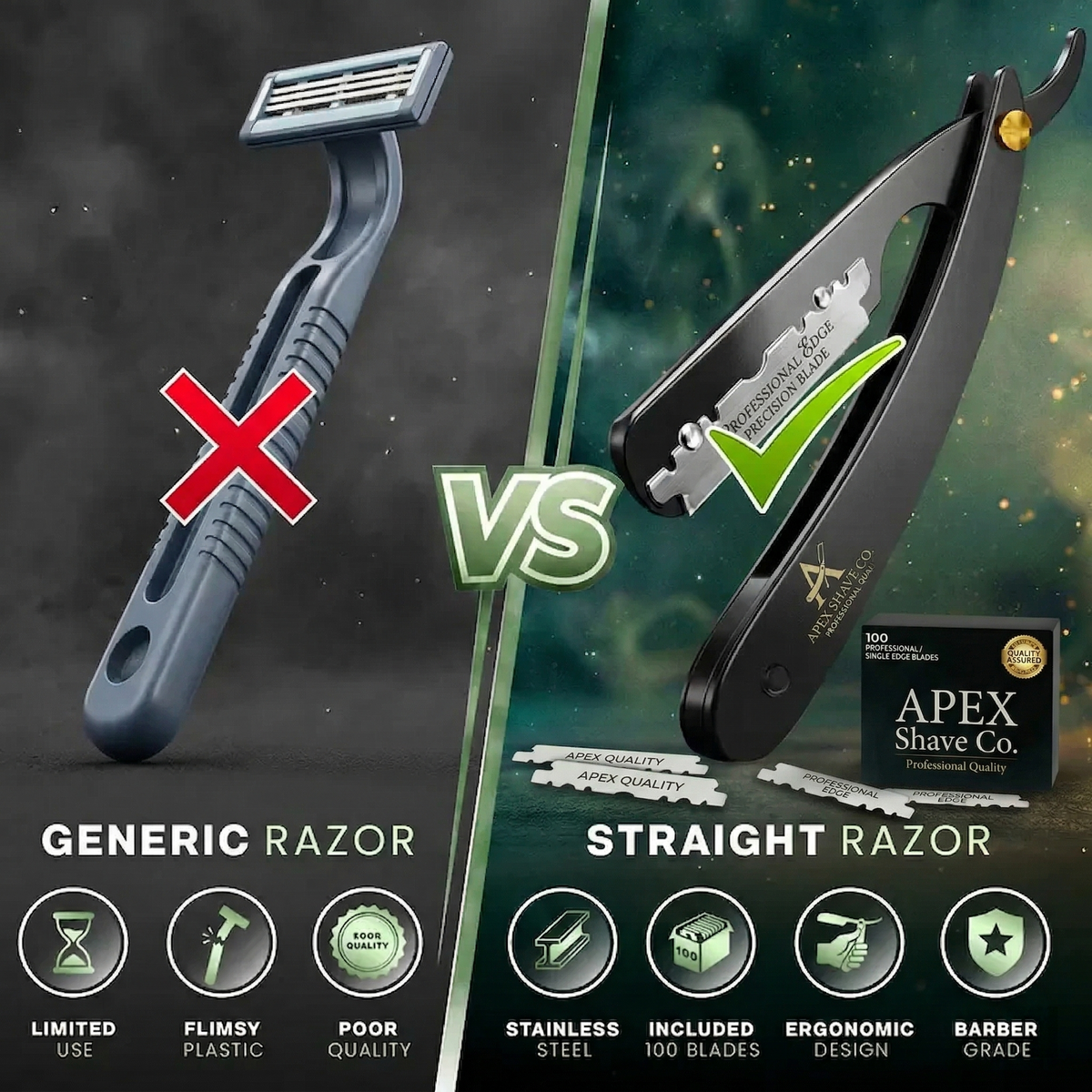🔥⏰Hot Sale 49% OFF - Men's Professional Straight Razor Barber Kit - 100 Blades