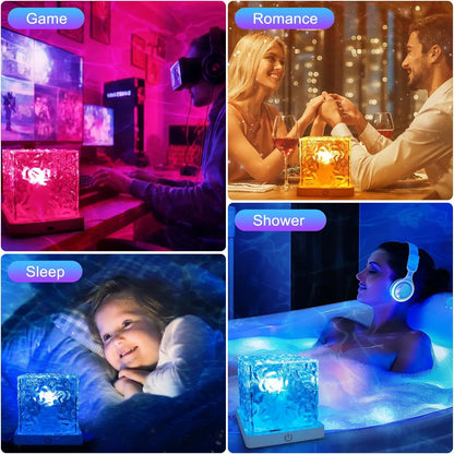 Rechargeable Waterproof Shower Light | 16-Color Ocean Wave Projector with Remote, Wireless Dimmable Bathroom Mood Light