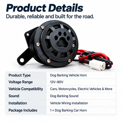 Last Day Promotion 🔥Dog Barking Horn Car Horn Reversing 12V-80V Universal Motorcycle Electric Vehicle Horn Trumpet