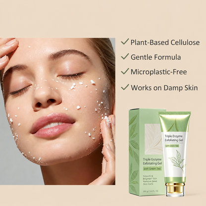 🍃 GreenGlow Triple Enzyme Exfoliating Gel – Gentle Skin Polish with Green Tea