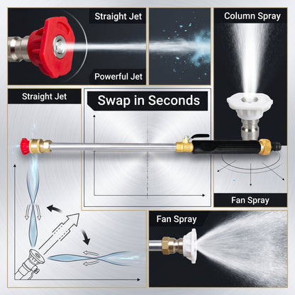 High-Pressure Water Gun – 3 Nozzles, Rustproof Aluminium Alloy, Effortless Deep Cleaning