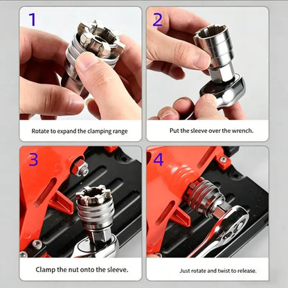 Universal Socket Wrench Tool – Self-Adjusting Multi-Size Socket for Ratchets & Power Drills | Heavy-Duty Repair Tool Gift for Men