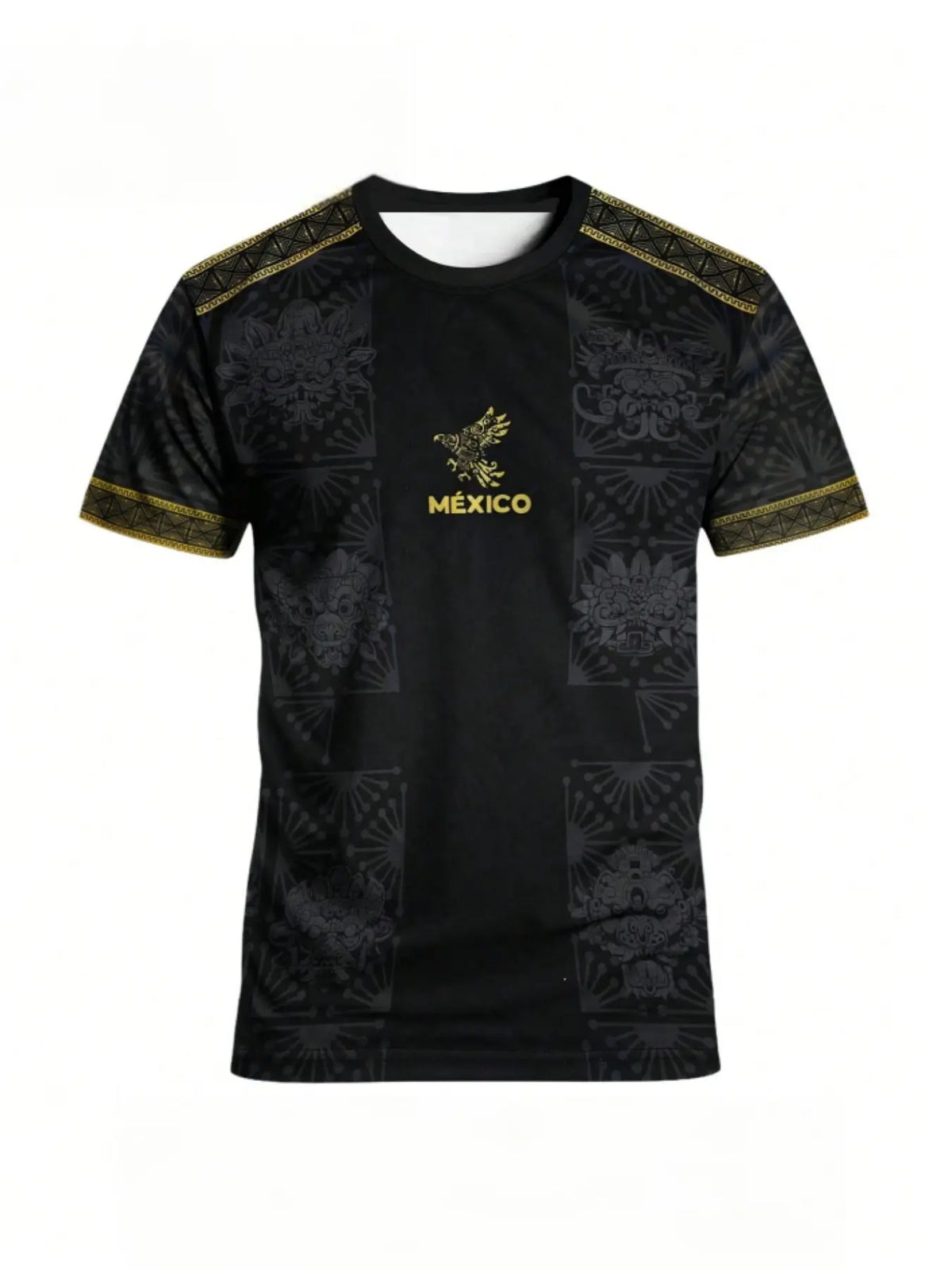 Mexican Aztec Totem Print Loose T-Shirt, Breathable Sports Short Sleeve Athletic T-Shirt, Comfortable Casual Wear, Top for Gym and Daily Use
