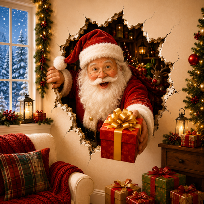 🔥Last Day 50% OFF-19.7'' Christmas Breaking Through the Wall Decal🎄🎁