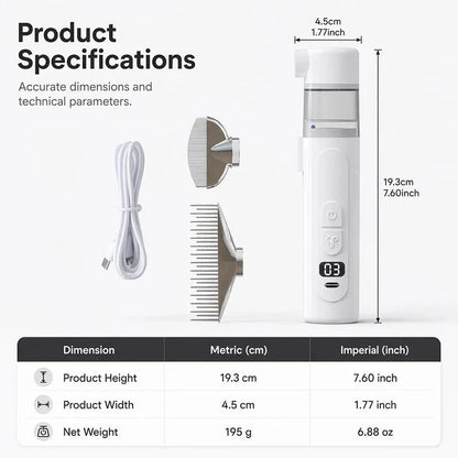 🐶 Electric Pet Hair Comb – Suction & Detangling Tool, Gentle Grooming for Dogs & Cats