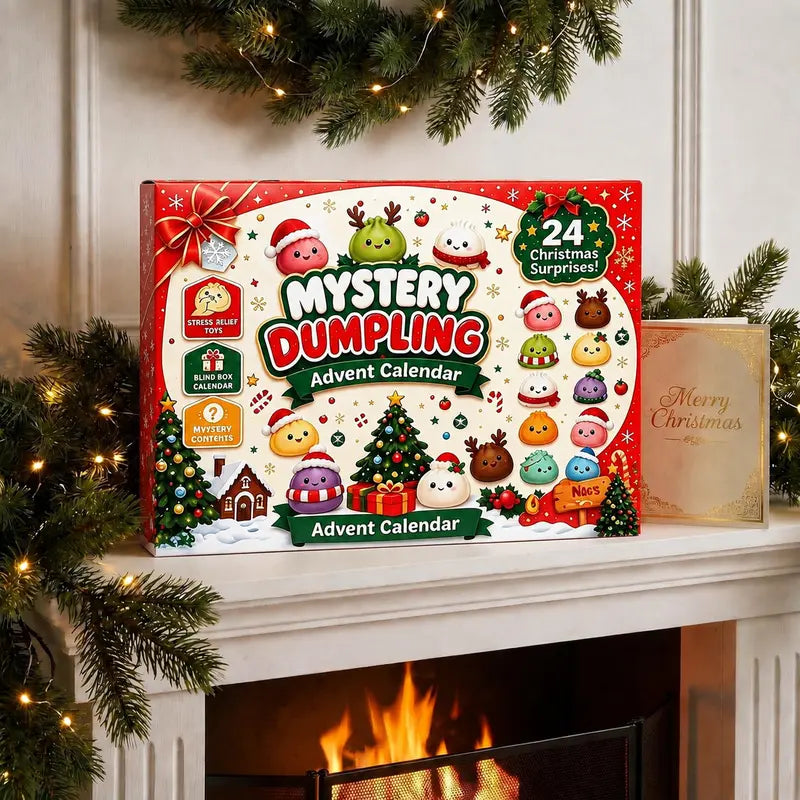 2026 Christmas 24-Day Advent Calendar Gift Set - Dumpling Squishies, Glitter Fidget Toys, Blind Box Quirky Whimsical Stress-Relief Indoor Recreation Gifts for Kids