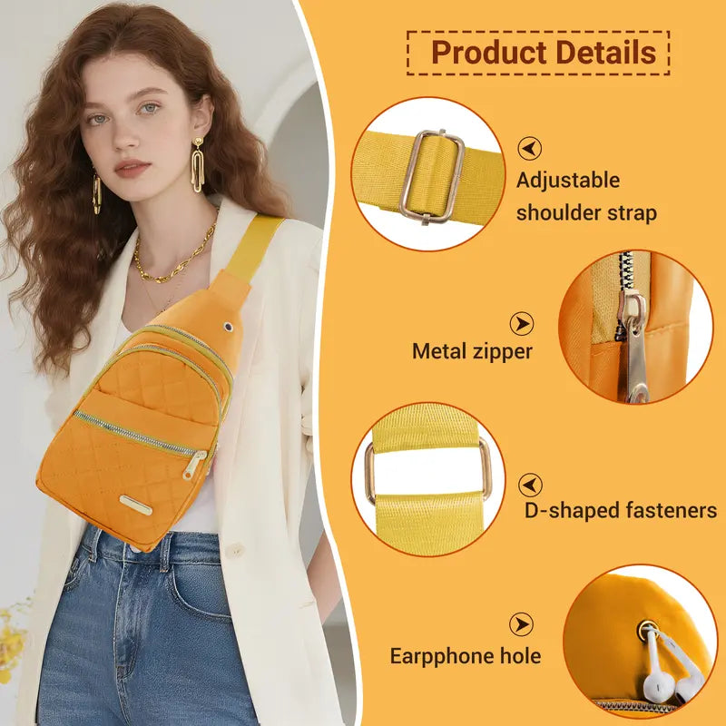 Women's Solid Color Quilted Waterproof Belt Bag