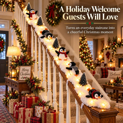 🔥Hot Sale 22% OFF🔥Playful Penguin Snowy Stair Railing Decor