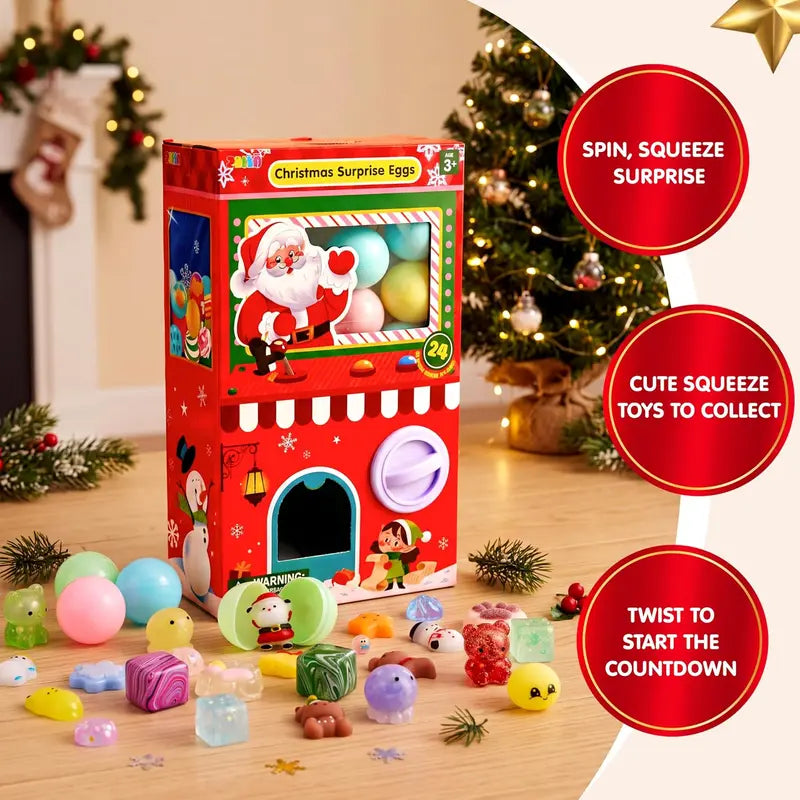 2026 Christmas 24-Day Advent Calendar Gift Set - Dumpling Squishies, Glitter Fidget Toys, Blind Box Quirky Whimsical Stress-Relief Indoor Recreation Gifts for Kids