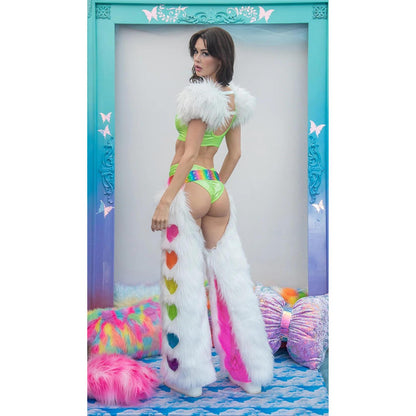Rainbow Heart Light Up Faux Fur Chaps | NYC Costume Shop | Halloween & Cosplay Store