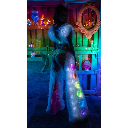Rainbow Heart Light Up Faux Fur Chaps | NYC Costume Shop | Halloween & Cosplay Store