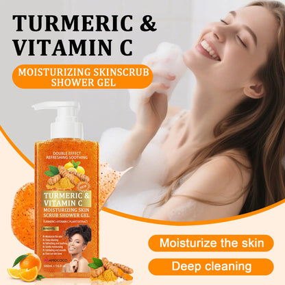 Turmeric Vitamin C Scrub Body Wash 500ml, gently moisturizing and soothing the skin with a long-lasting fragrance
