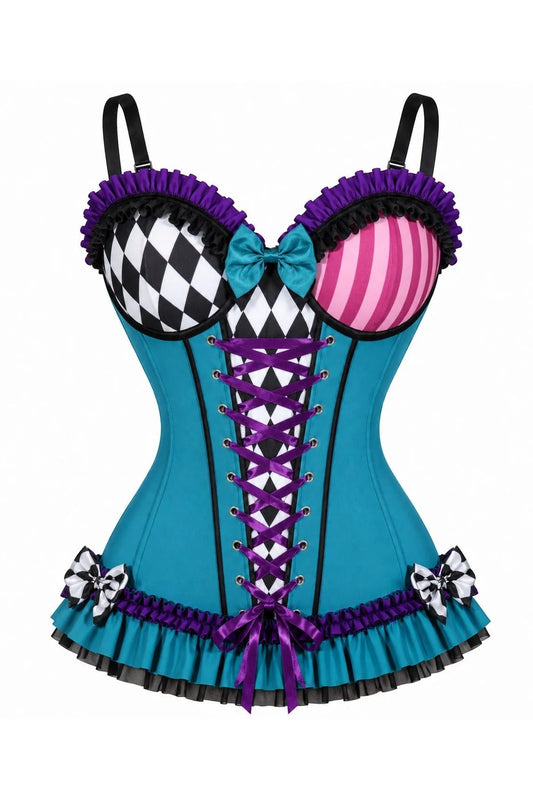 Mad Lavish Teal Fairytale Lycra Corset Bustier with Underwire Cups | NYC Corset Shop | Steampunk & Burlesque Corset
