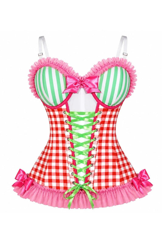 Lavish Strawberry Sweetheart Gingham Corset | NYC Corset Shop | Steampunk & Burlesque Corset