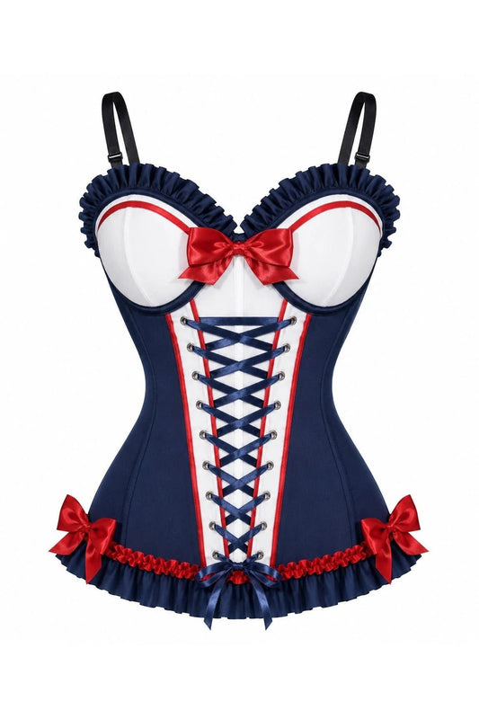 Lavish Vintage Sailor Lycra Bustier Corset with Underwire Cups | NYC Corset Shop | Steampunk & Burlesque Corset