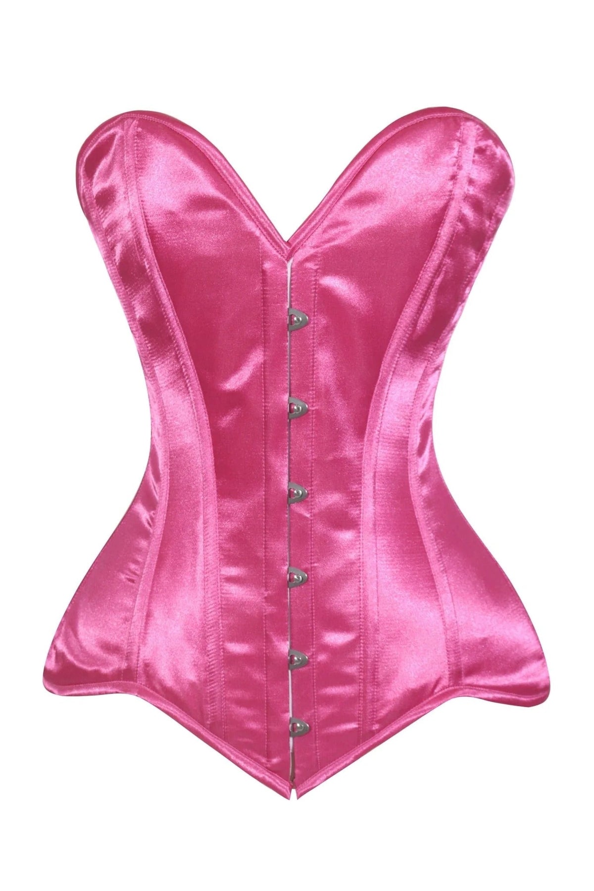 Lavish Sweetheart Hot Pink Satin Overbust Corset | NYC Corset Shop | Steampunk & Burlesque Corset