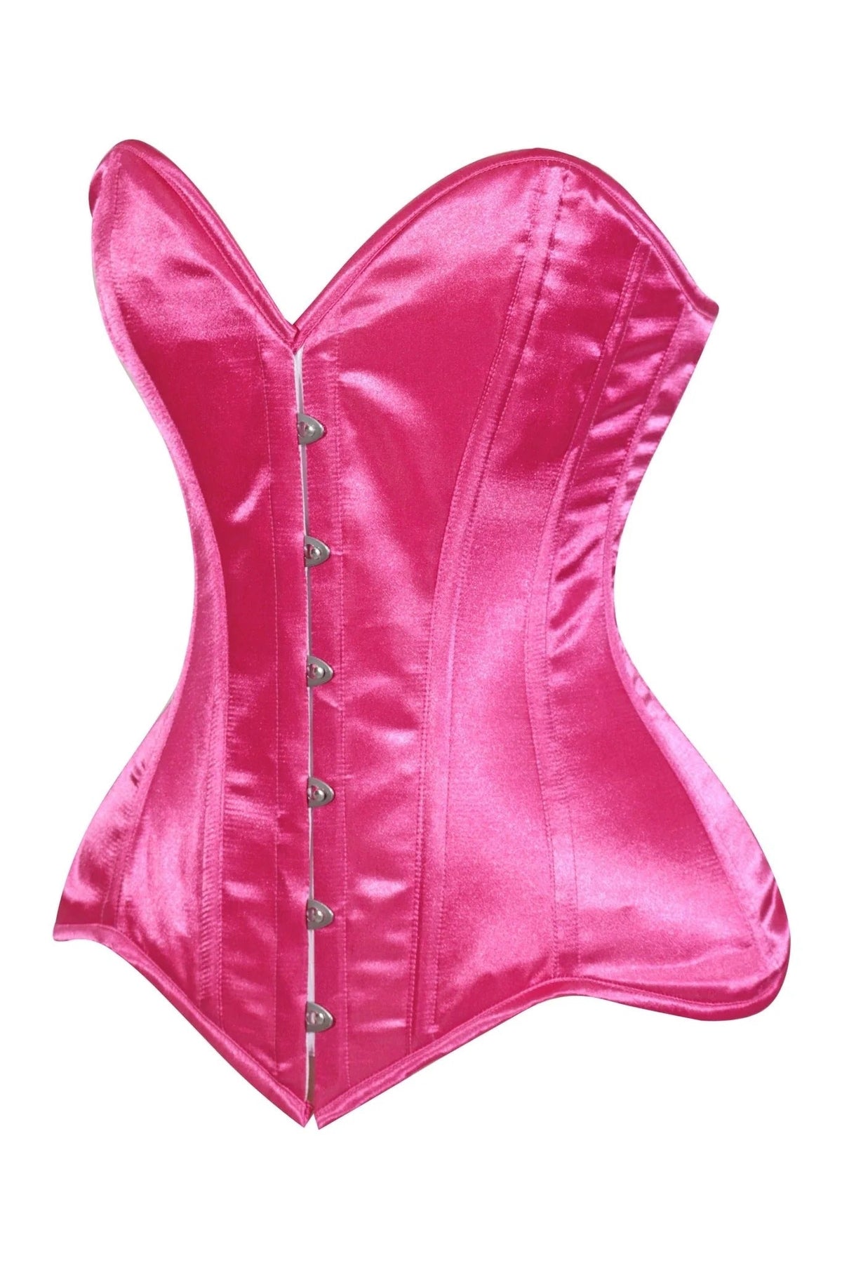 Lavish Sweetheart Hot Pink Satin Overbust Corset | NYC Corset Shop | Steampunk & Burlesque Corset