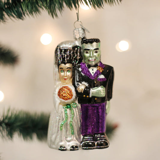 Old World Christmas Frankenstein & Bride Halloween Collectible Halloween Ornament