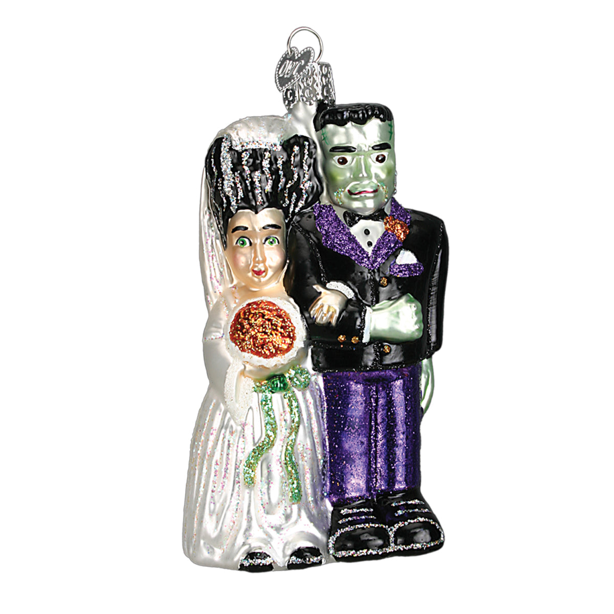 Old World Christmas Frankenstein & Bride Halloween Collectible Halloween Ornament