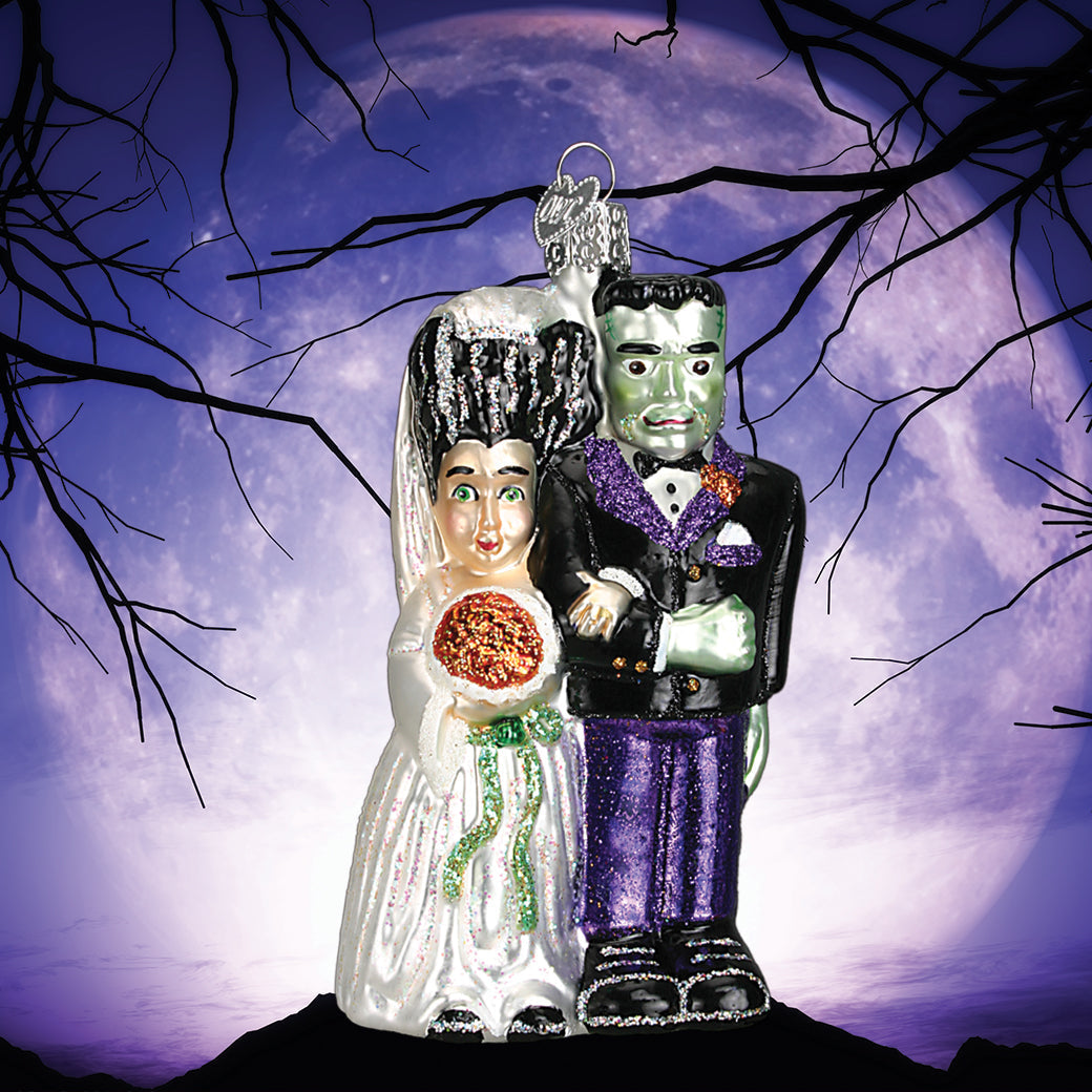 Old World Christmas Frankenstein & Bride Halloween Collectible Halloween Ornament
