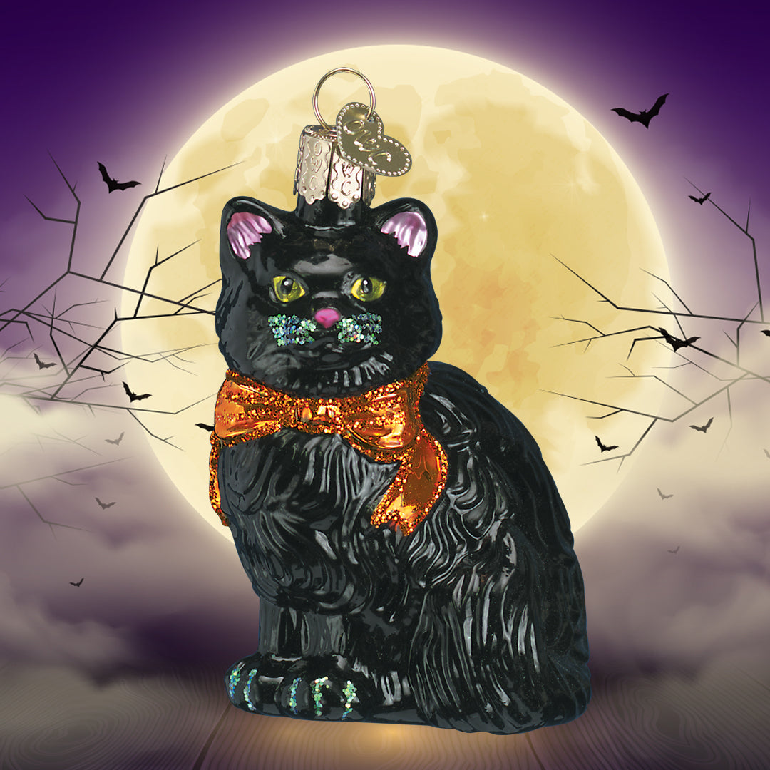 Old World Christmas Kitty Black Cat Collectible Halloween Ornament