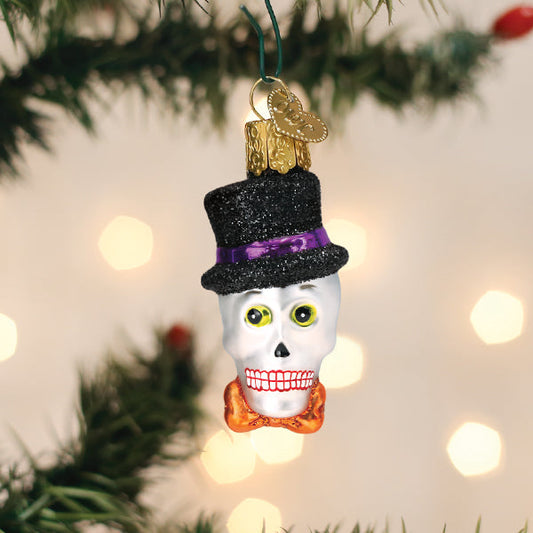 Old World Christmas Mini Top Hat Skeleton Halloween Ornament