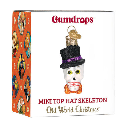 Old World Christmas Mini Top Hat Skeleton Halloween Ornament