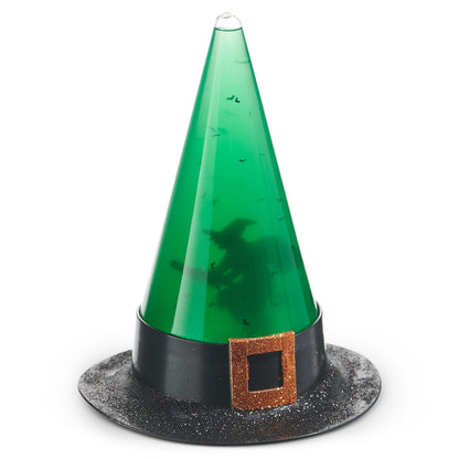 RAZ Imports 9' Lighted Swirling Witch and Bats Glitter Water Lantern Hat Halloween Decoration