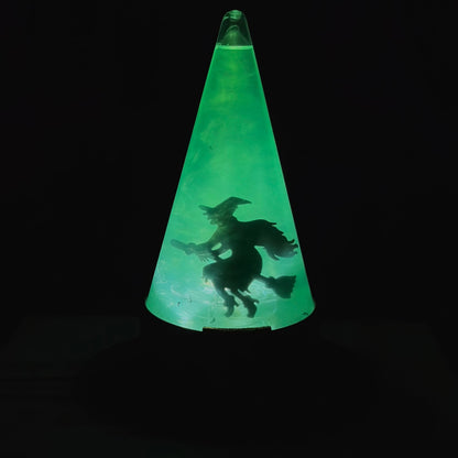 RAZ Imports 9' Lighted Swirling Witch and Bats Glitter Water Lantern Hat Halloween Decoration