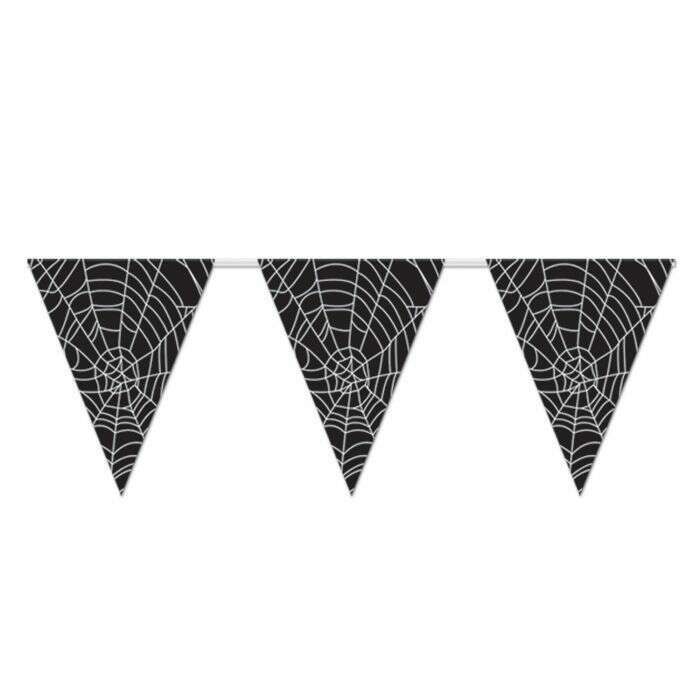 Spider Web Pennant Banner | Halloween Decor NYC | Haunted Home Decoration