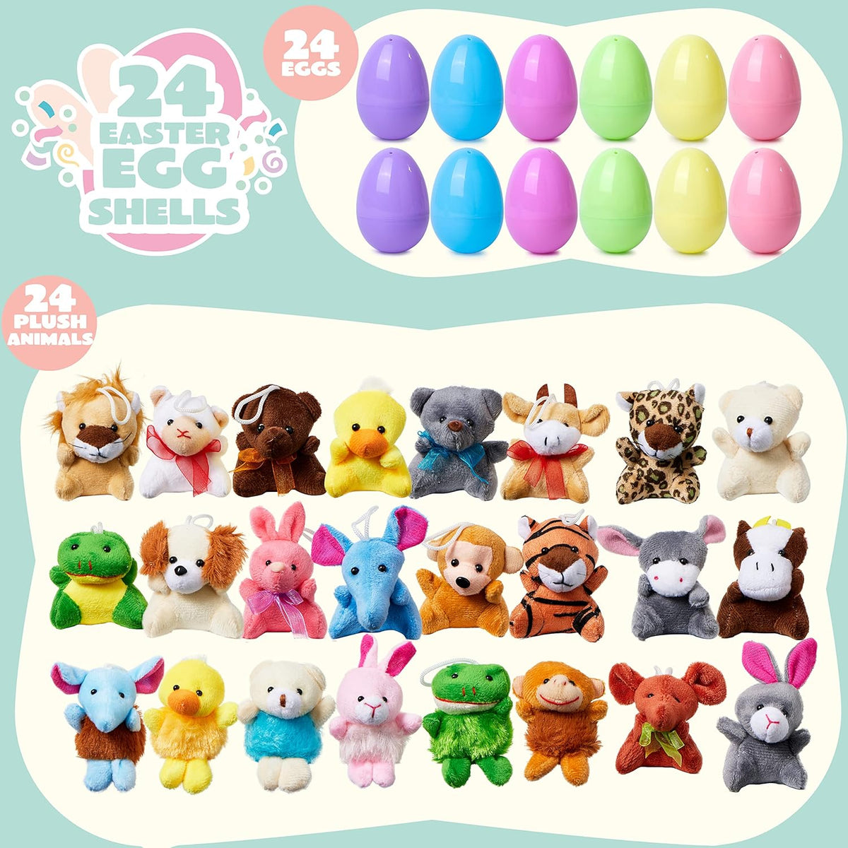 🎁Easter Hot Sale😍Prefilled Easter Eggs, Filled with Plush Animal Toys - Water-Resistant Plastic Shells