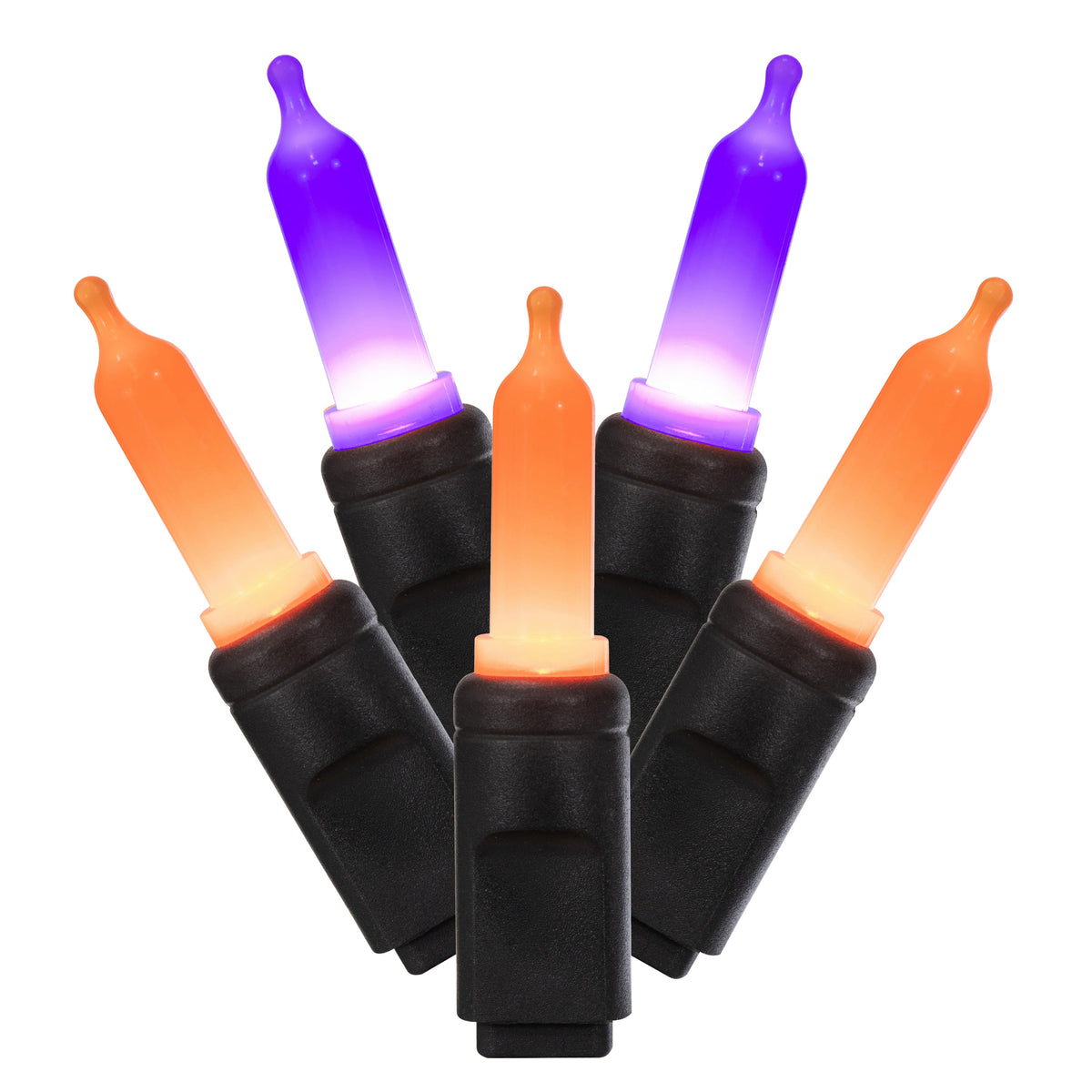 Vickerman 50 Count Halloween Orange and Purple LED Light Strand on Black Wire, Commercial Grade Light Strand, Halloween Decorations